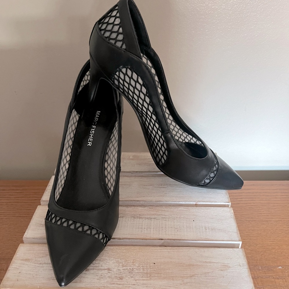Marc Fischer mesh black heels brand new sz 9